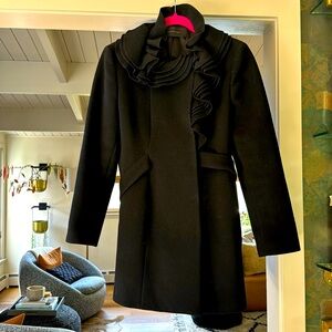 Elie Tahari black wool mid-length winter coat